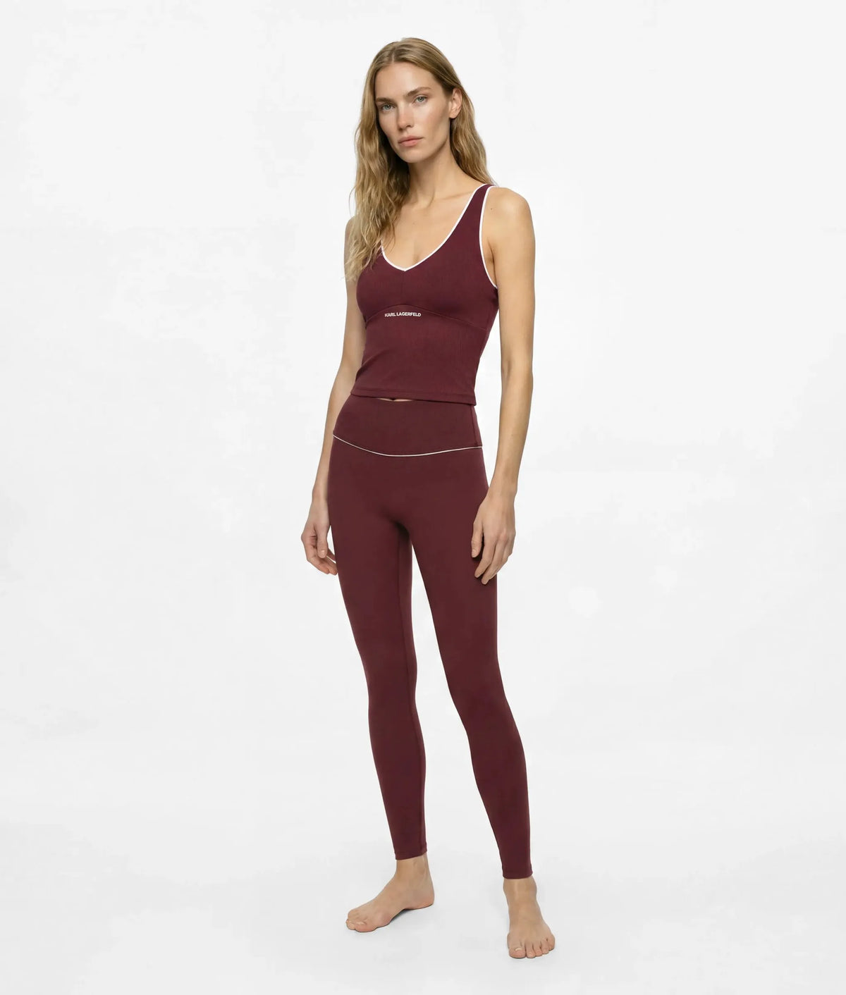 Contrast piping athleisure leggings