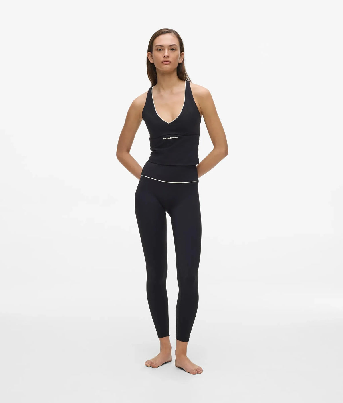 Contrast piping athleisure leggings