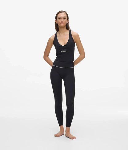 Contrast piping athleisure leggings