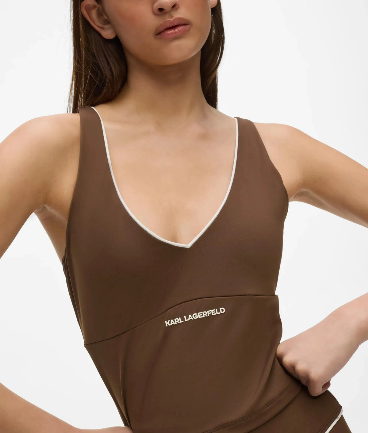 Contrast piping athleisure tank top
