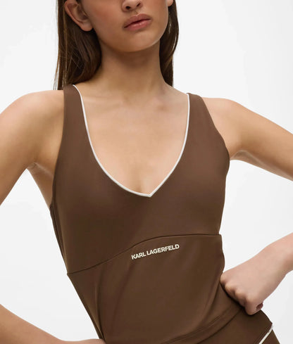 Contrast piping athleisure tank top