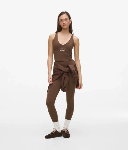 Contrast piping athleisure tank top