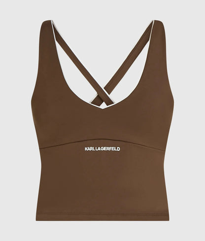 Contrast piping athleisure tank top