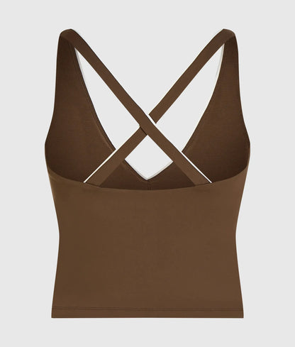 Contrast piping athleisure tank top