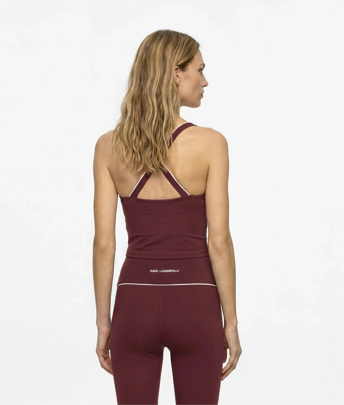 Contrast piping athleisure tank top