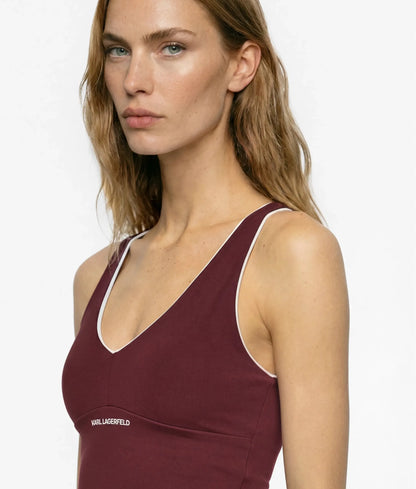 Contrast piping athleisure tank top