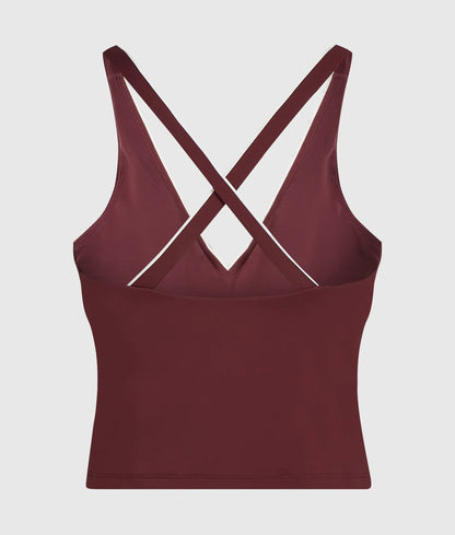 Contrast piping athleisure tank top