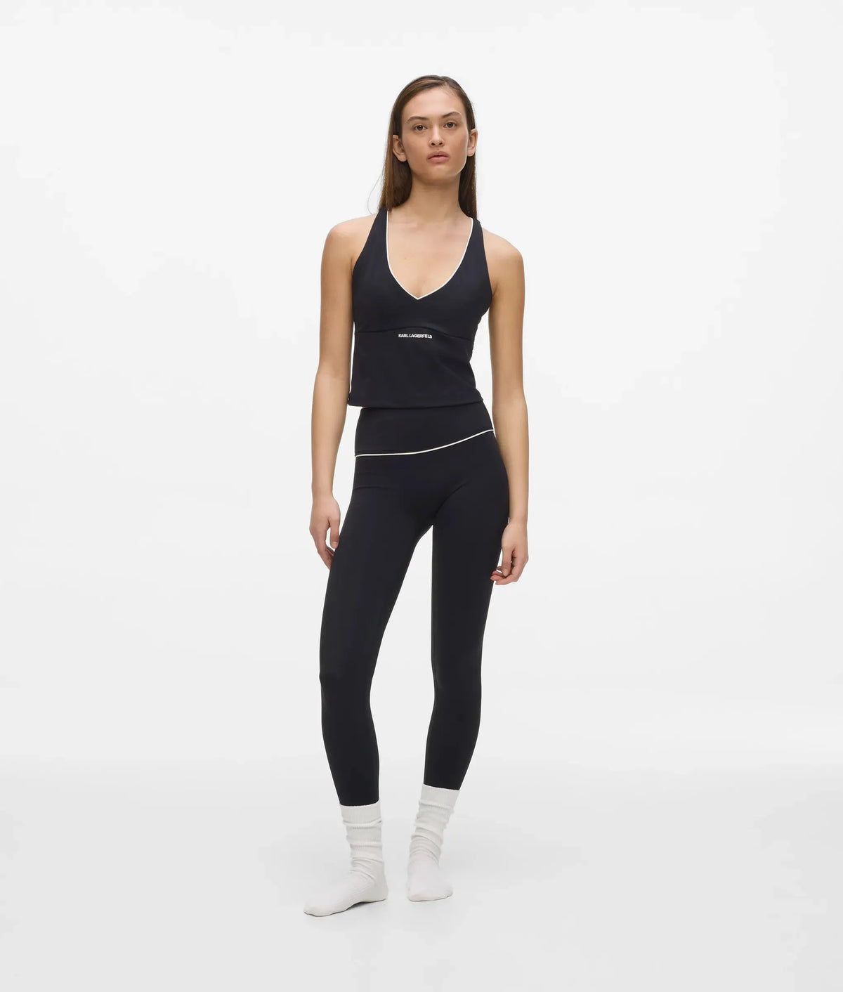 Contrast piping athleisure tank top