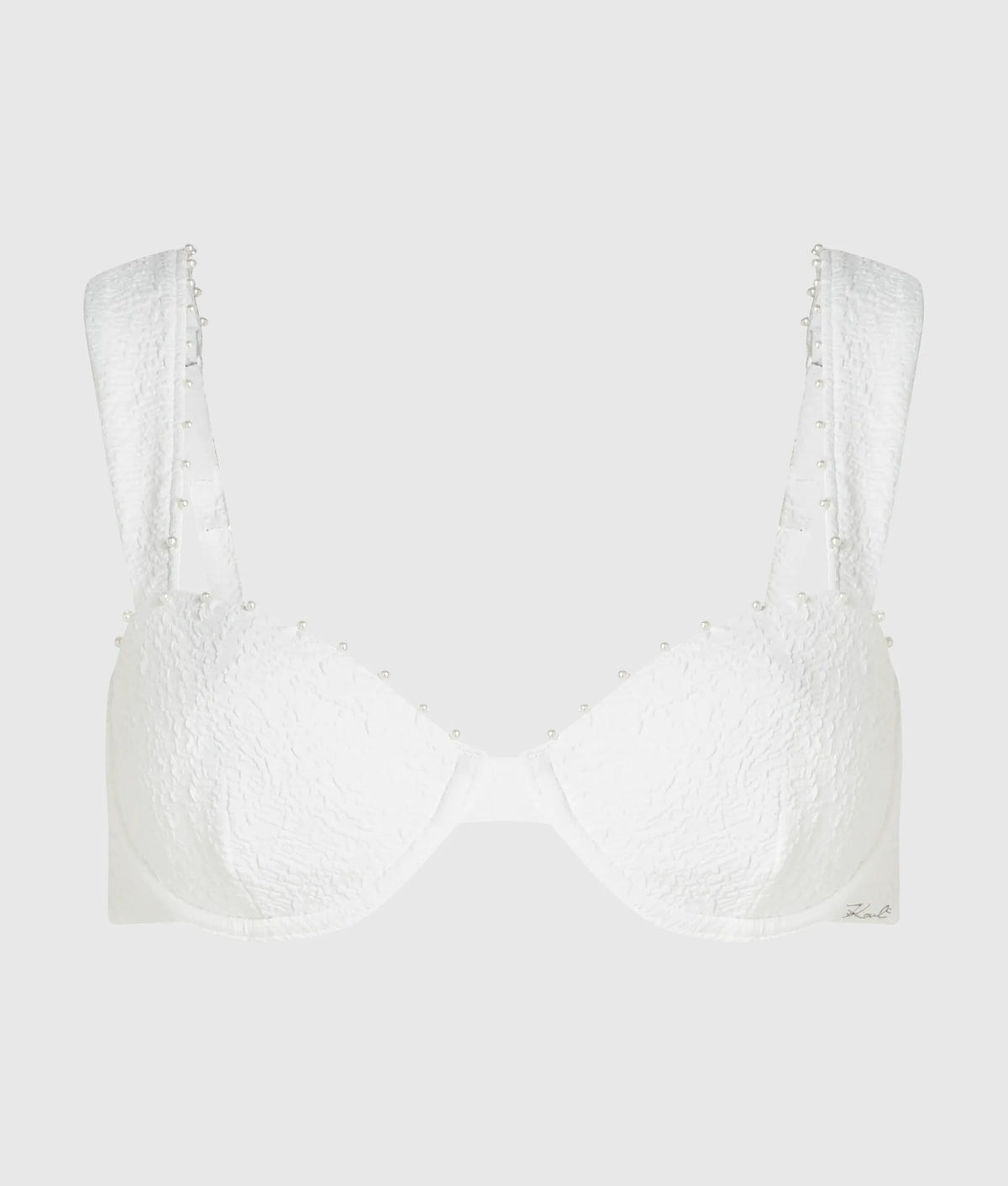 Textured faux-pearl wired bikini top