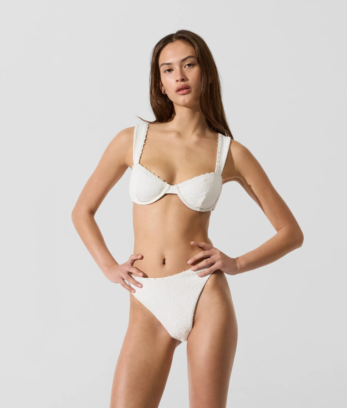 Textured faux-pearl bikini bottoms