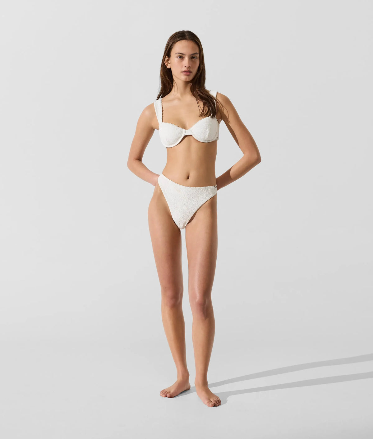 Textured faux-pearl bikini bottoms