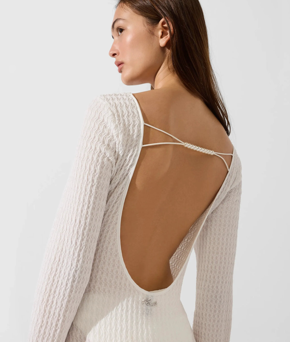 Textured faux-pearl mini beach dress