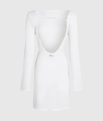 Textured faux-pearl mini beach dress