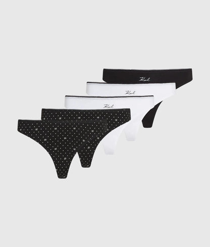 Polka dot print thong – 5-pack