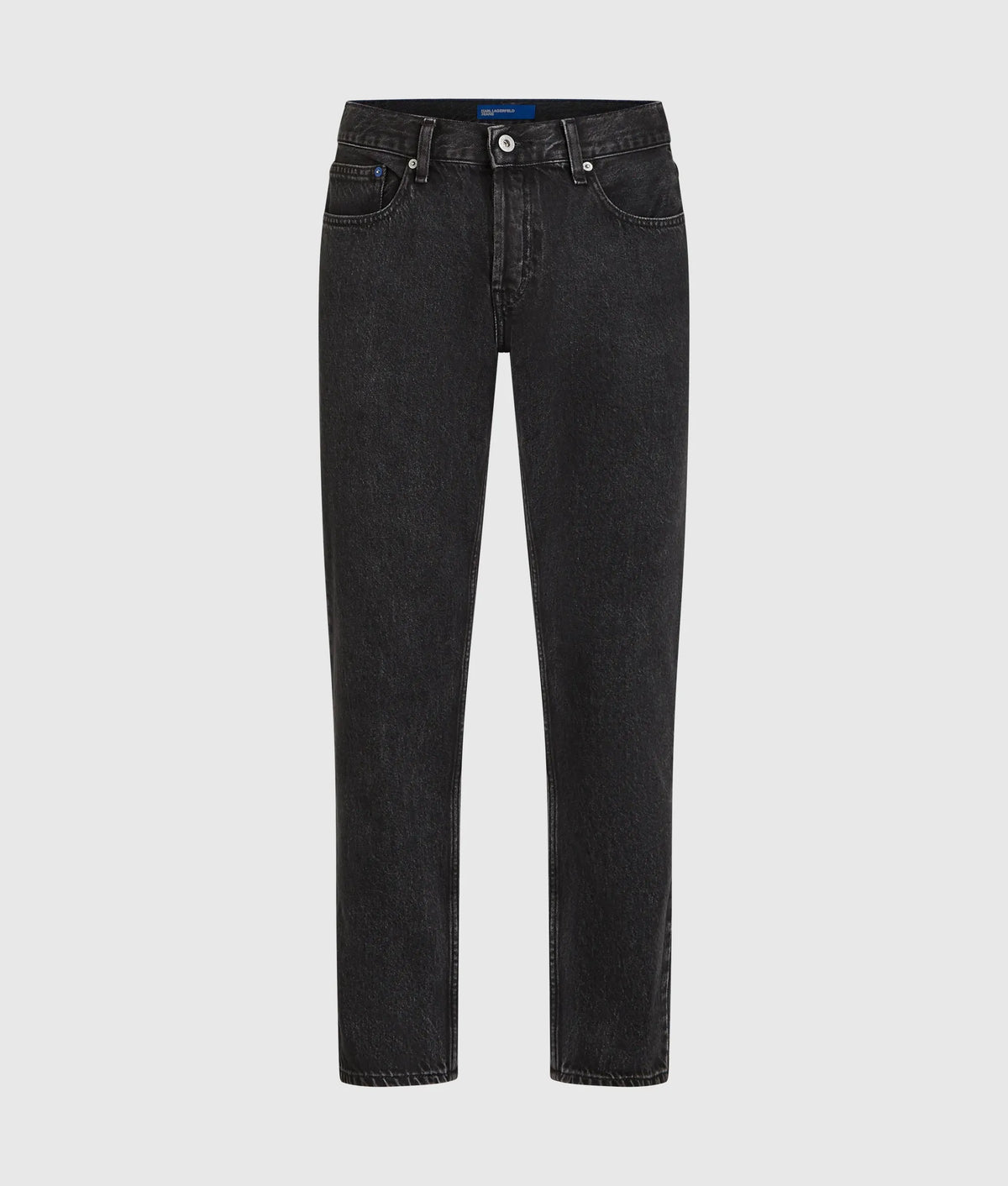 Washed black tapered jeans