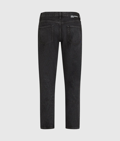 Washed black tapered jeans