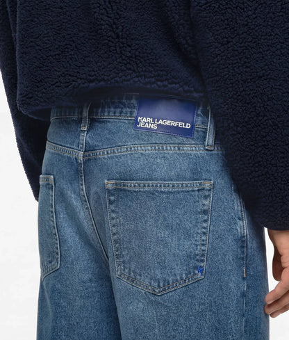 Vintage wash barrel-leg jeans