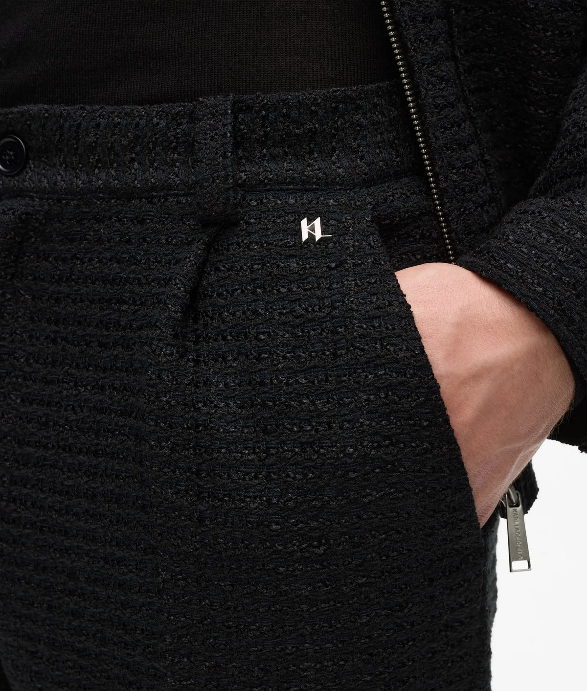 Straight-leg bouclé pants