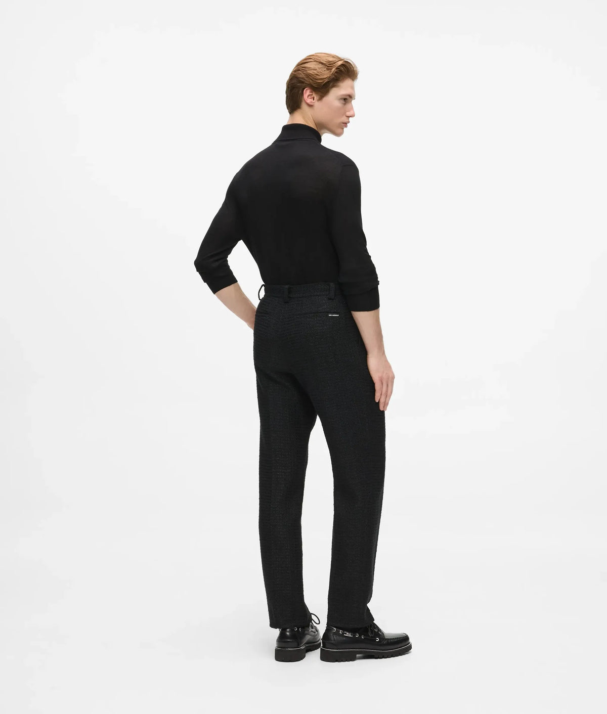 Straight-leg bouclé pants