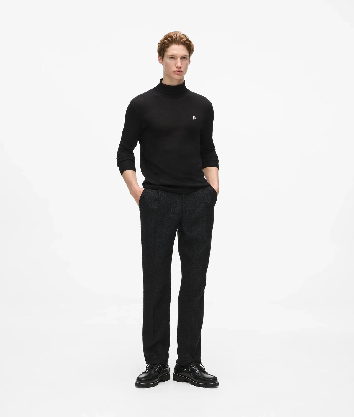 Straight-leg bouclé pants