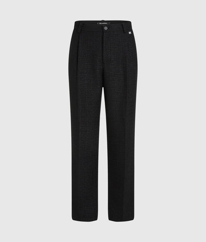 Straight-leg bouclé pants