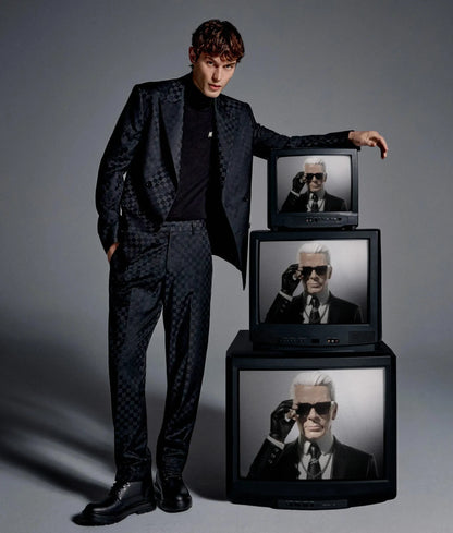 Monogram checked suit pants