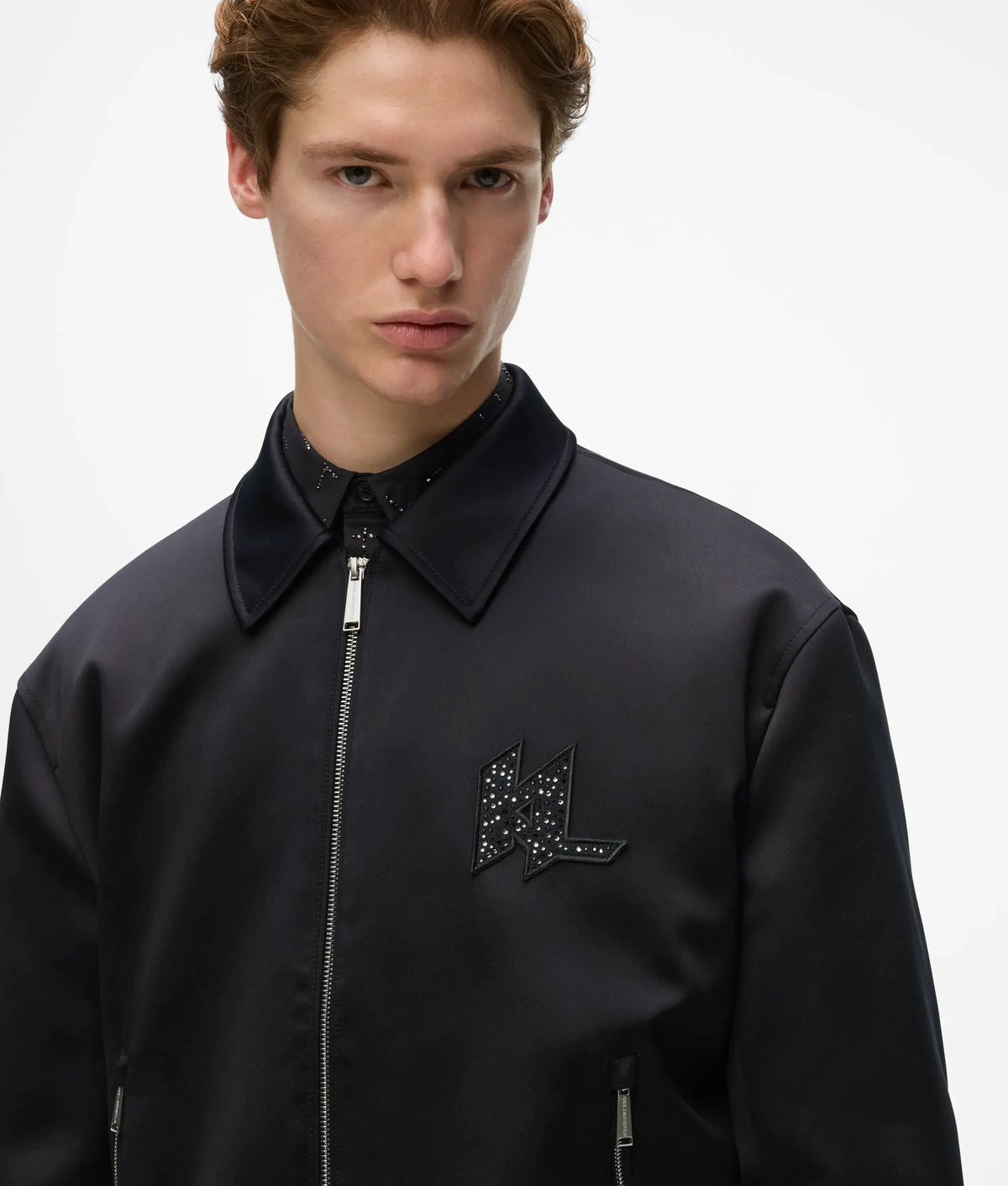 Monogram satin bomber jacket