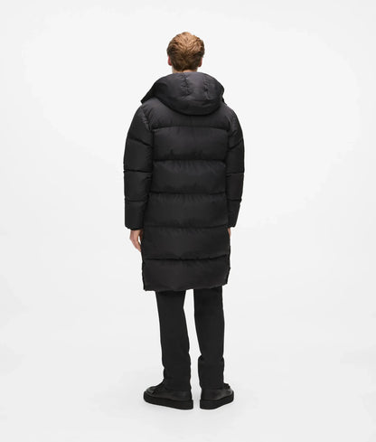 Long hooded puffer jacket
