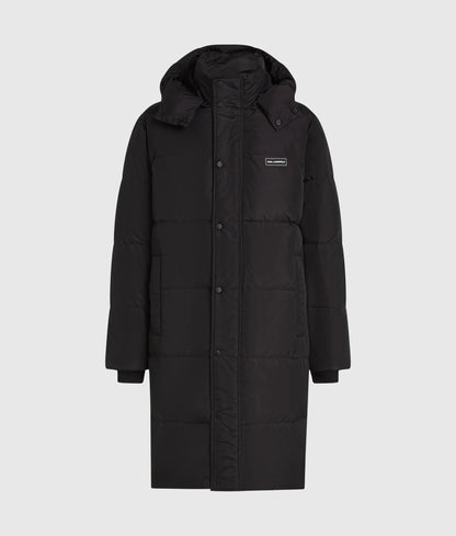 Long hooded puffer jacket