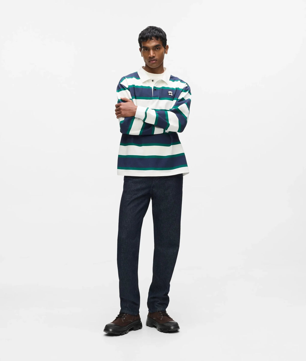 Ikon striped rugby polo shirt