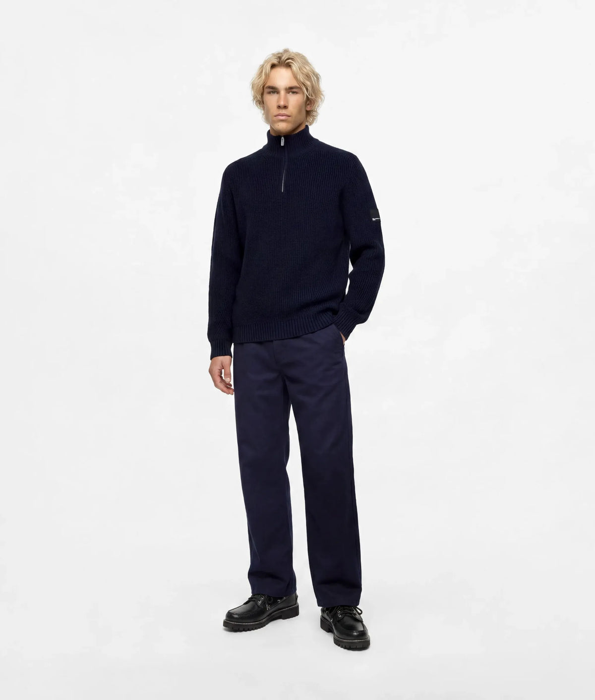 Half-zip box logo sweater