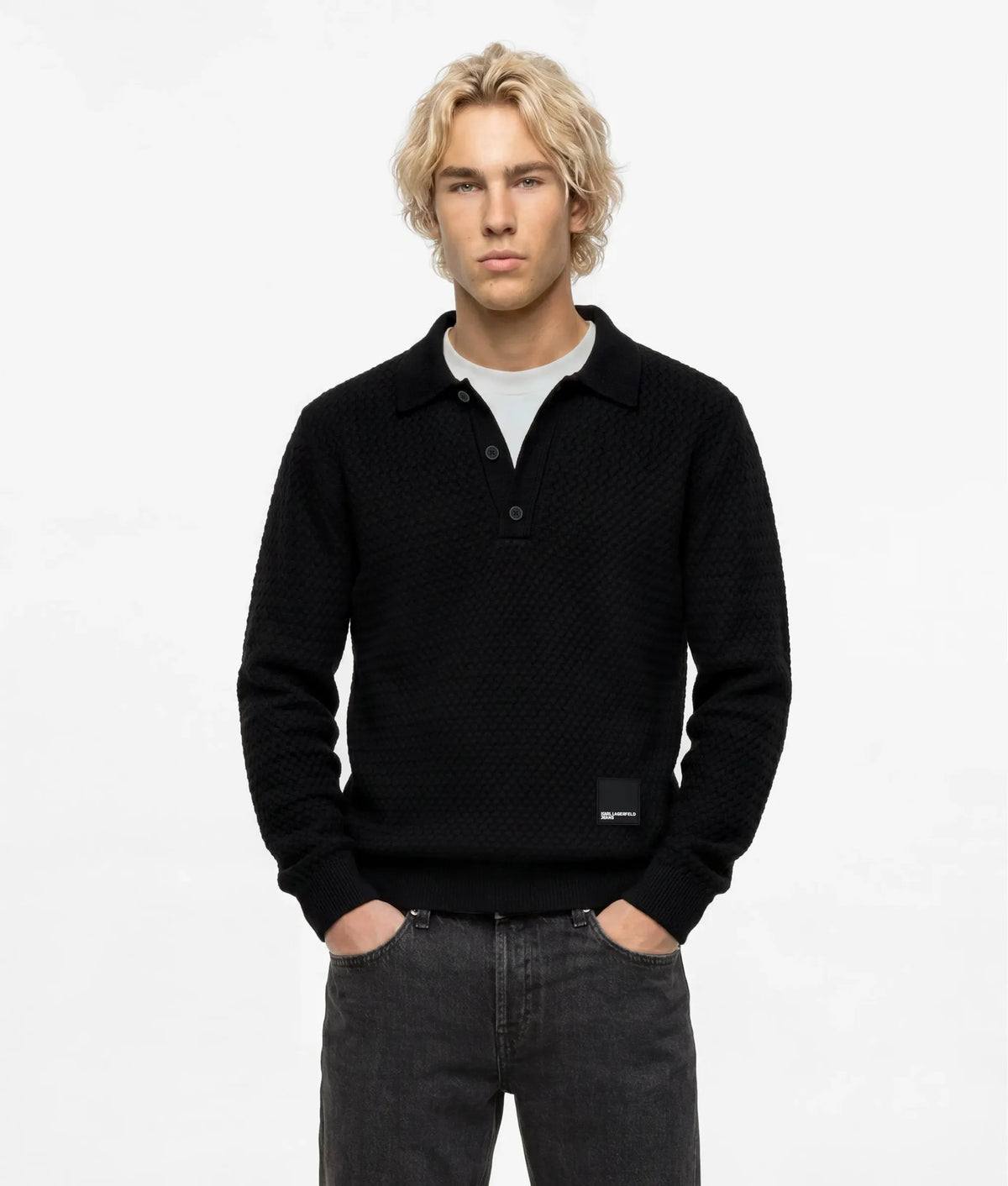 Long-sleeved knit polo