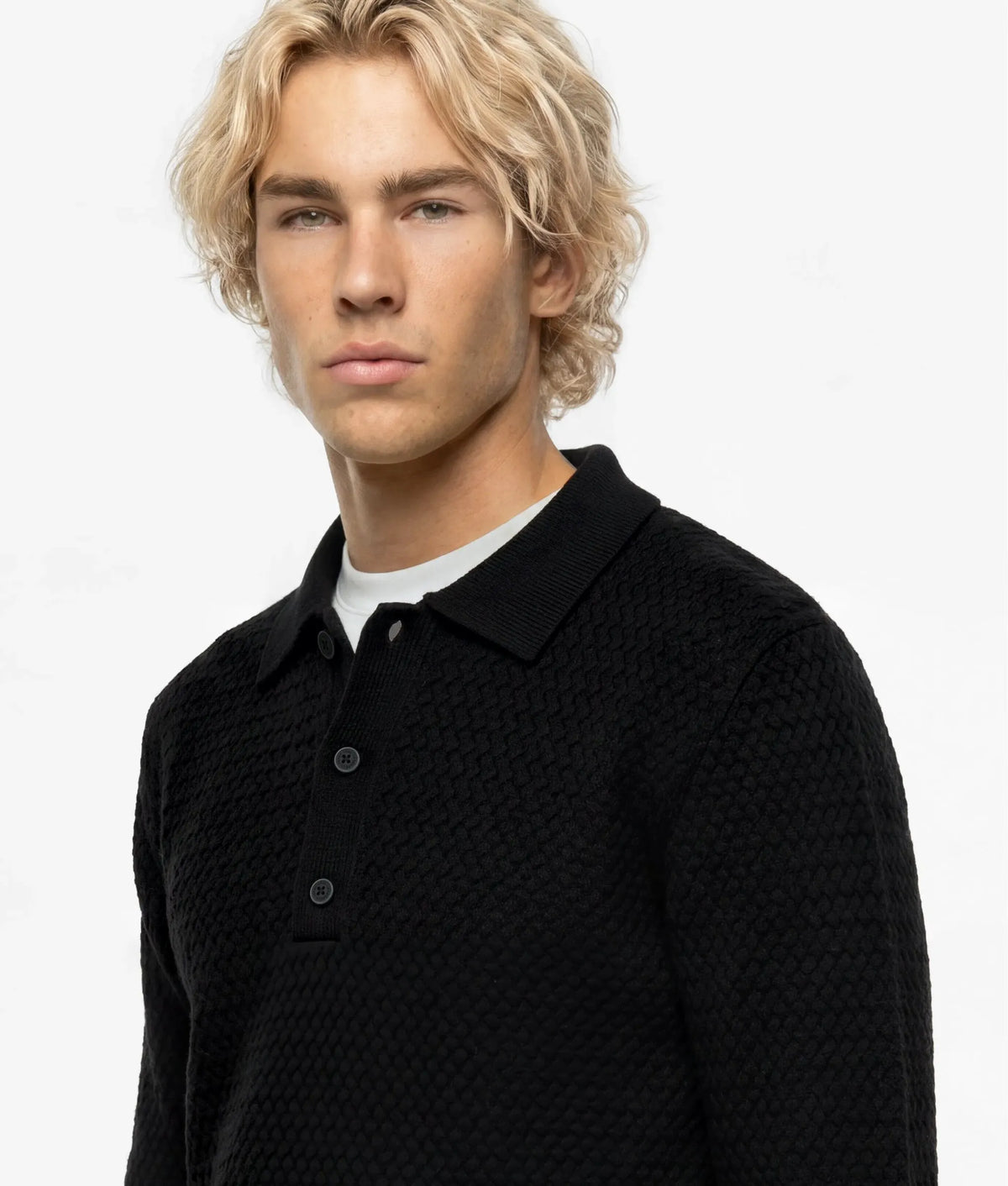 Long-sleeved knit polo