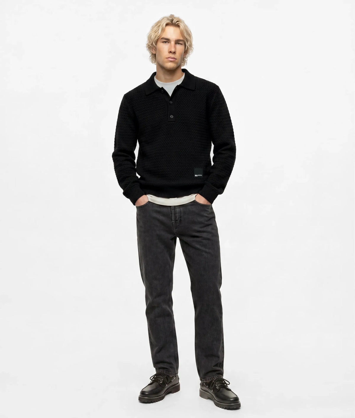 Long-sleeved knit polo