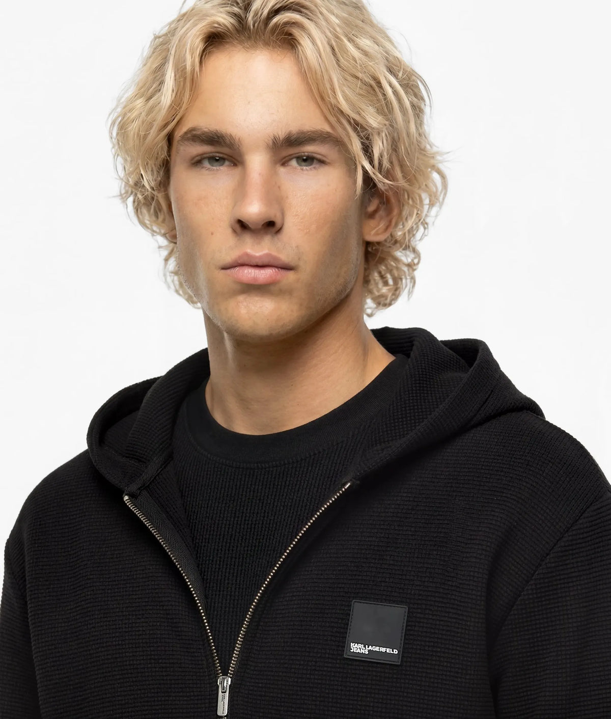 Waffle zip-up hoodie