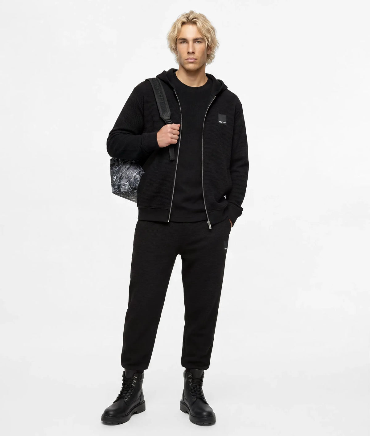 Waffle zip-up hoodie