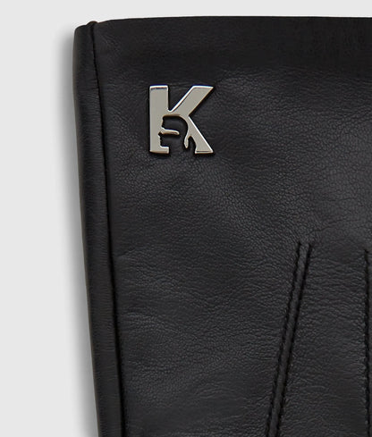 K logo leather gloves