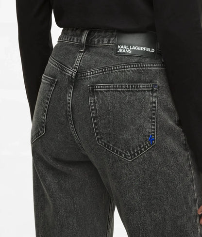 Zipped high-rise straight jeans