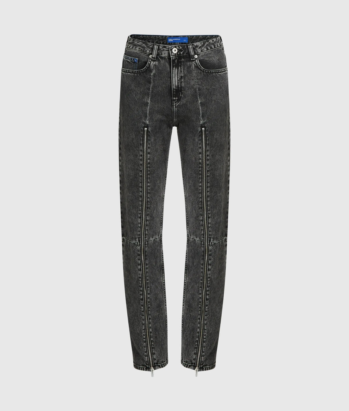 Zipped high-rise straight jeans