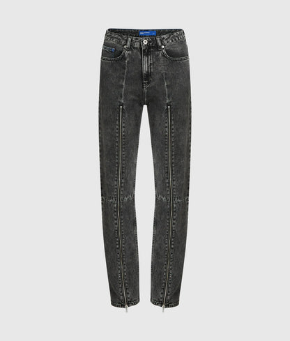 Zipped high-rise straight jeans