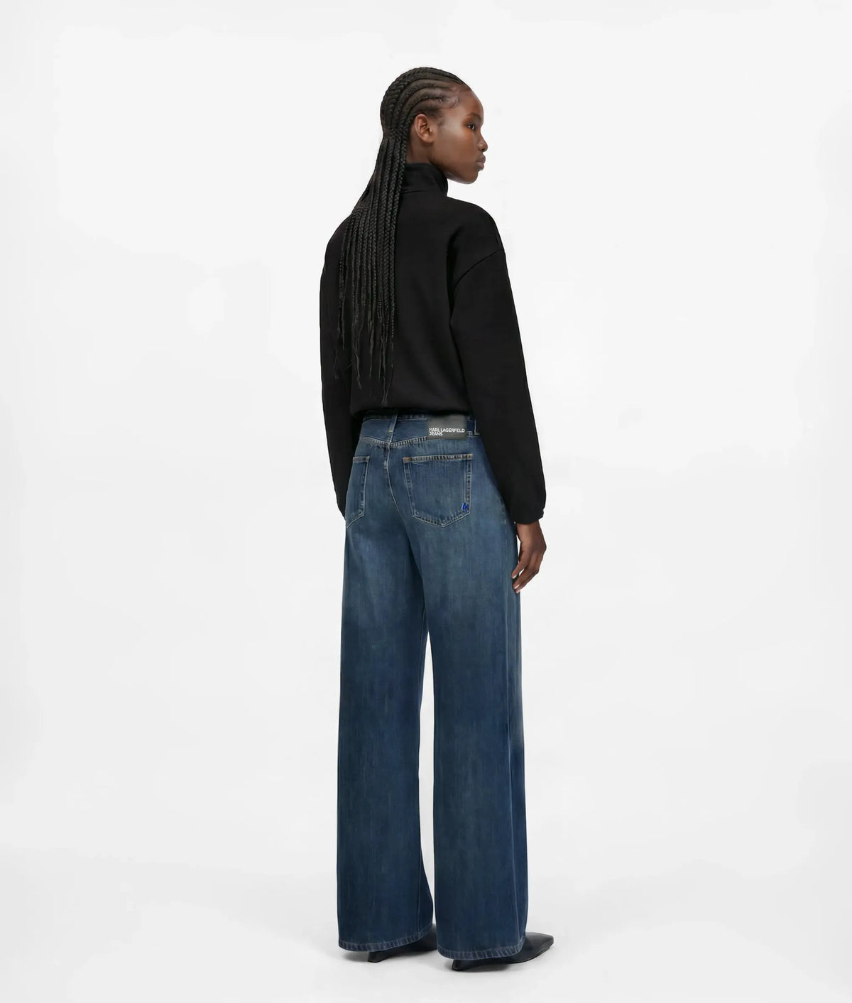 Washed low-rise wide-leg jeans