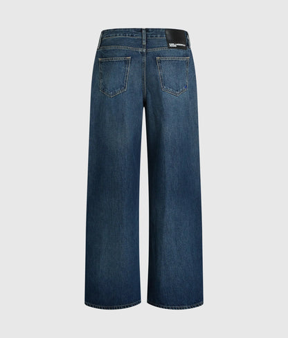 Washed low-rise wide-leg jeans