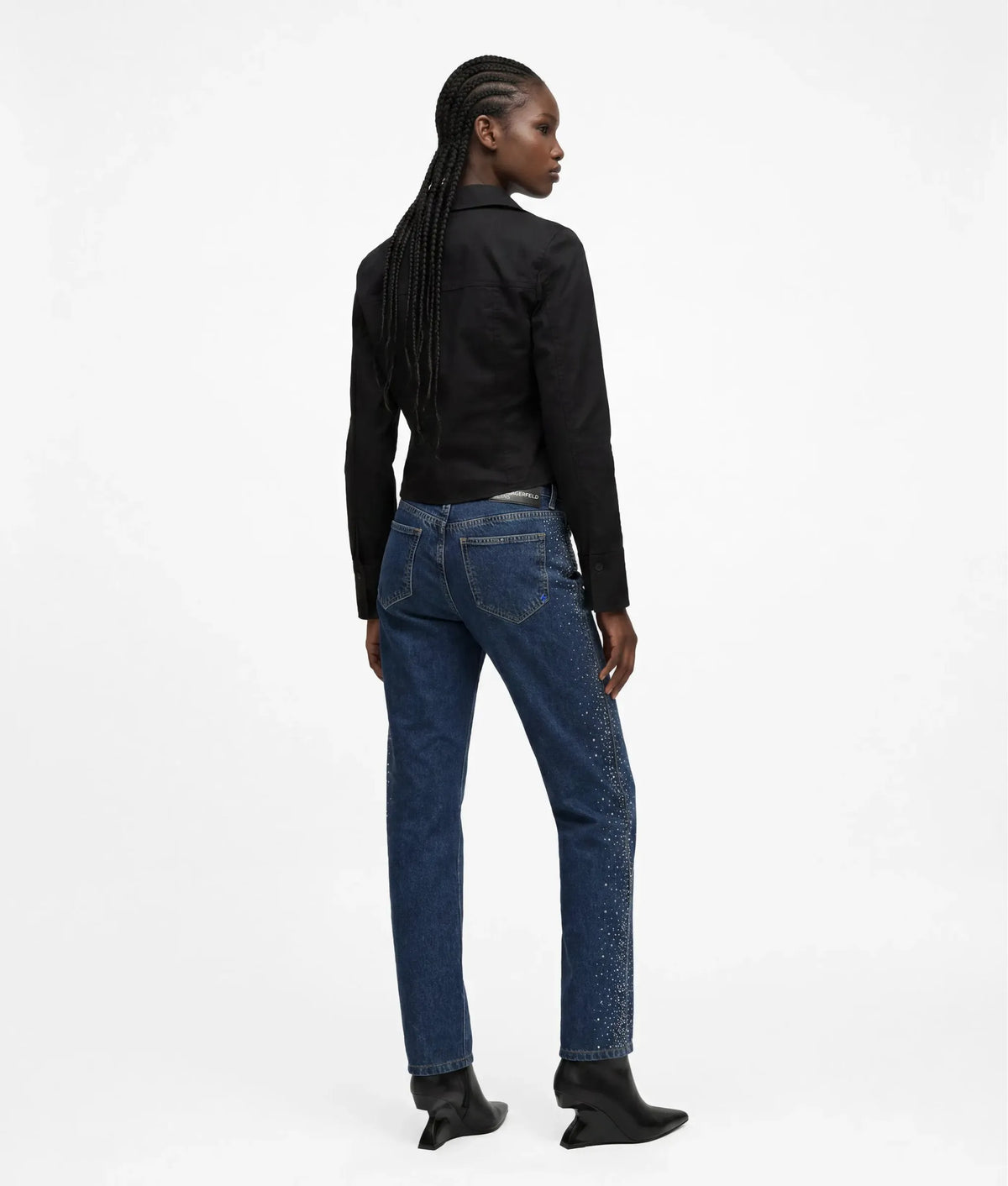 Rhinestone high-rise straight jeans