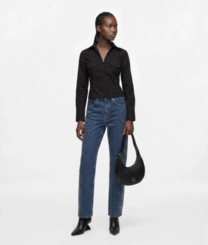 Rhinestone high-rise straight jeans