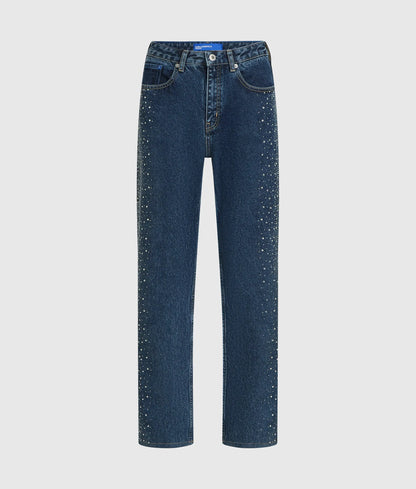Rhinestone high-rise straight jeans