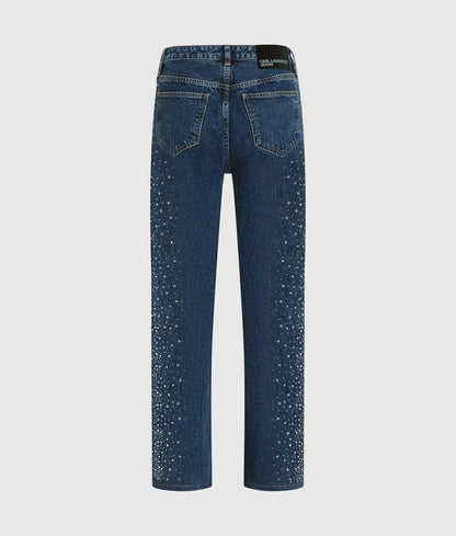Rhinestone high-rise straight jeans