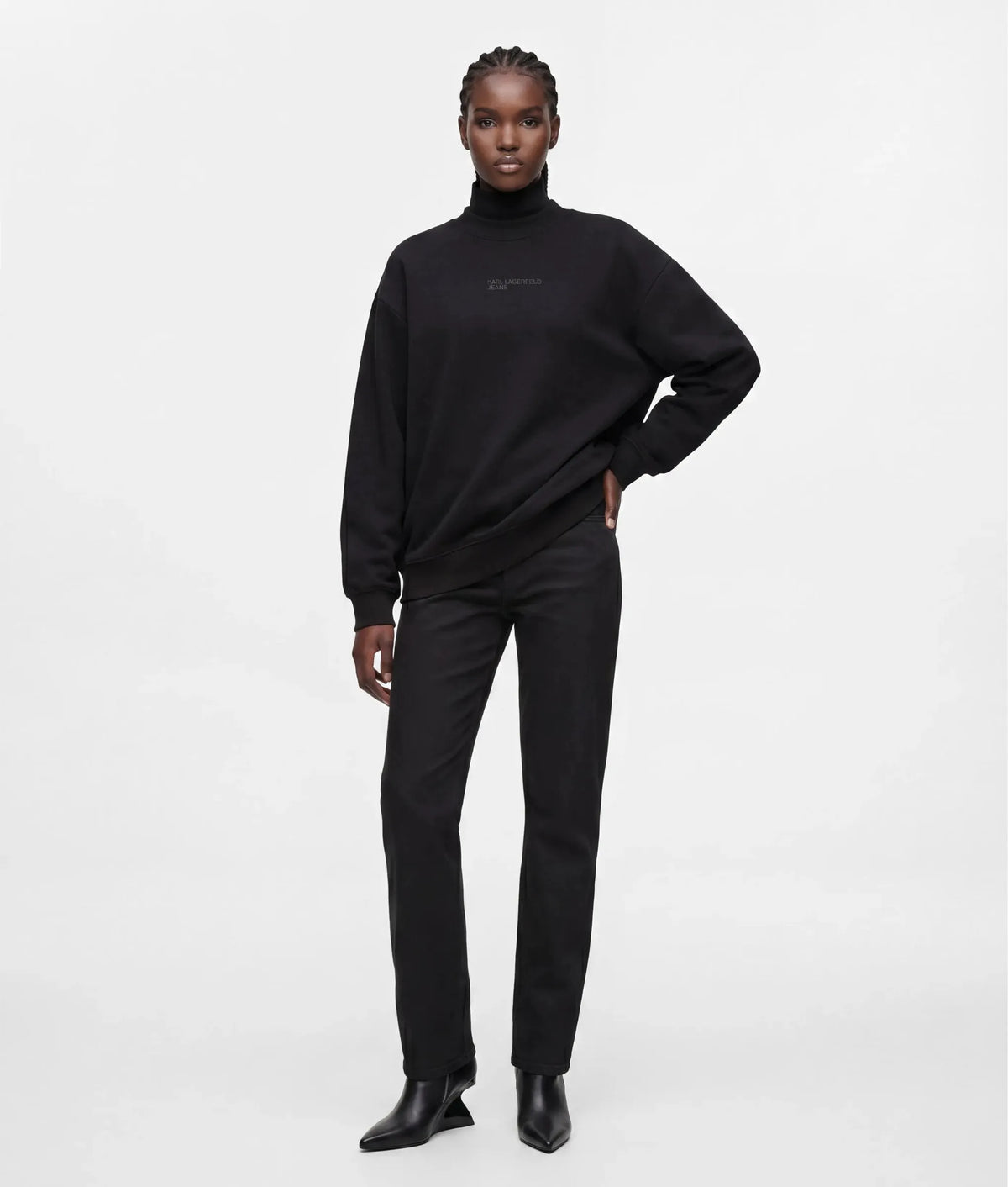 Coated high-rise straight jeans
