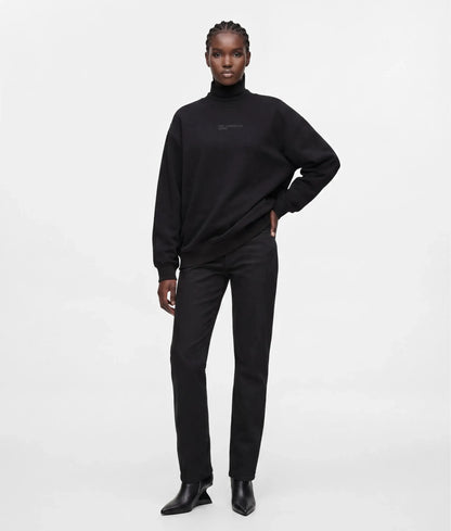 Coated high-rise straight jeans