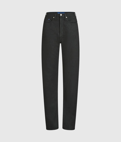 Coated high-rise straight jeans