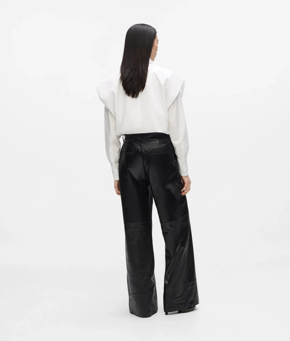 Wide-leg leather pants